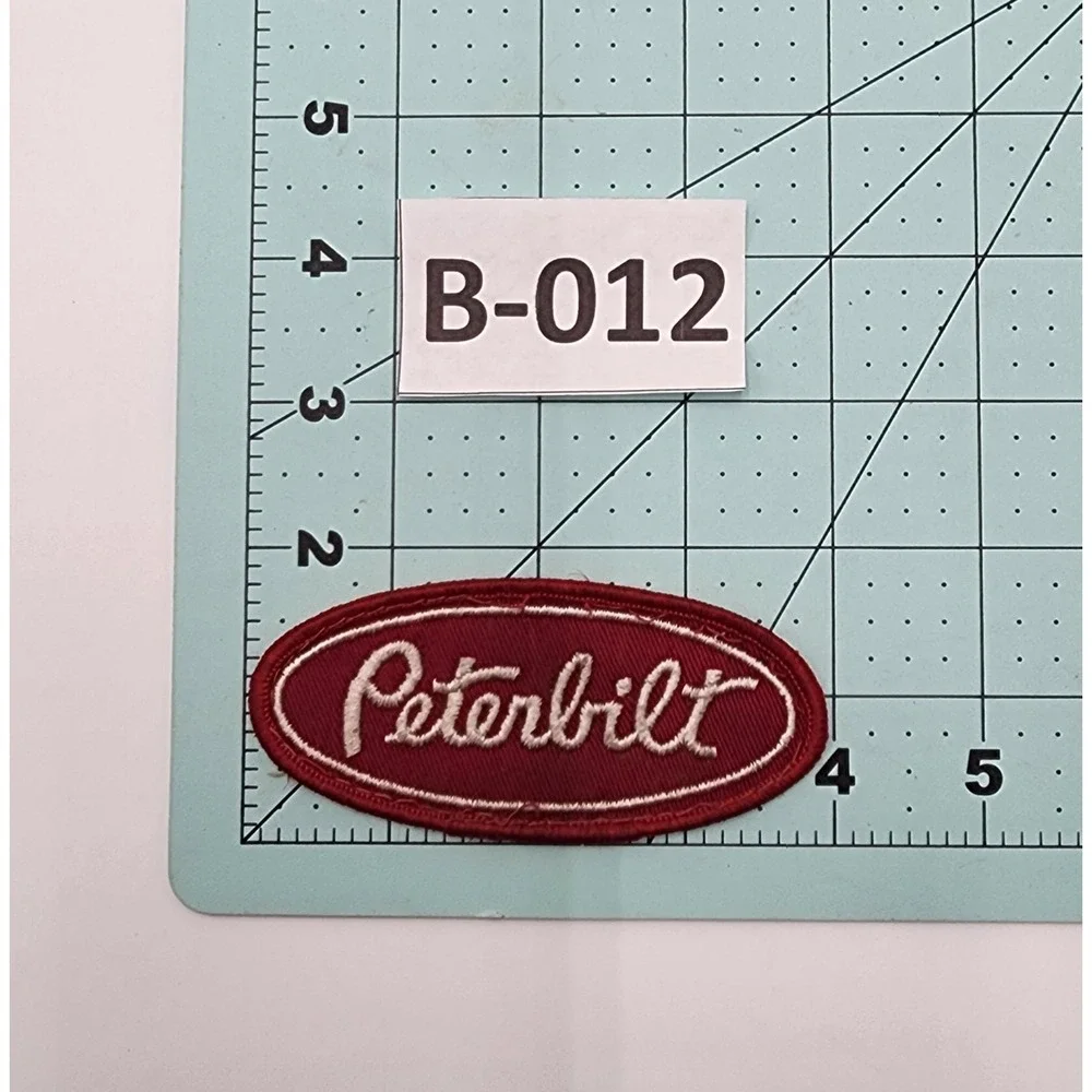 VTG PETERBILT PATCH RED WHITE LETTERING TRUCKER EMBROIDERED SEW‎ ON